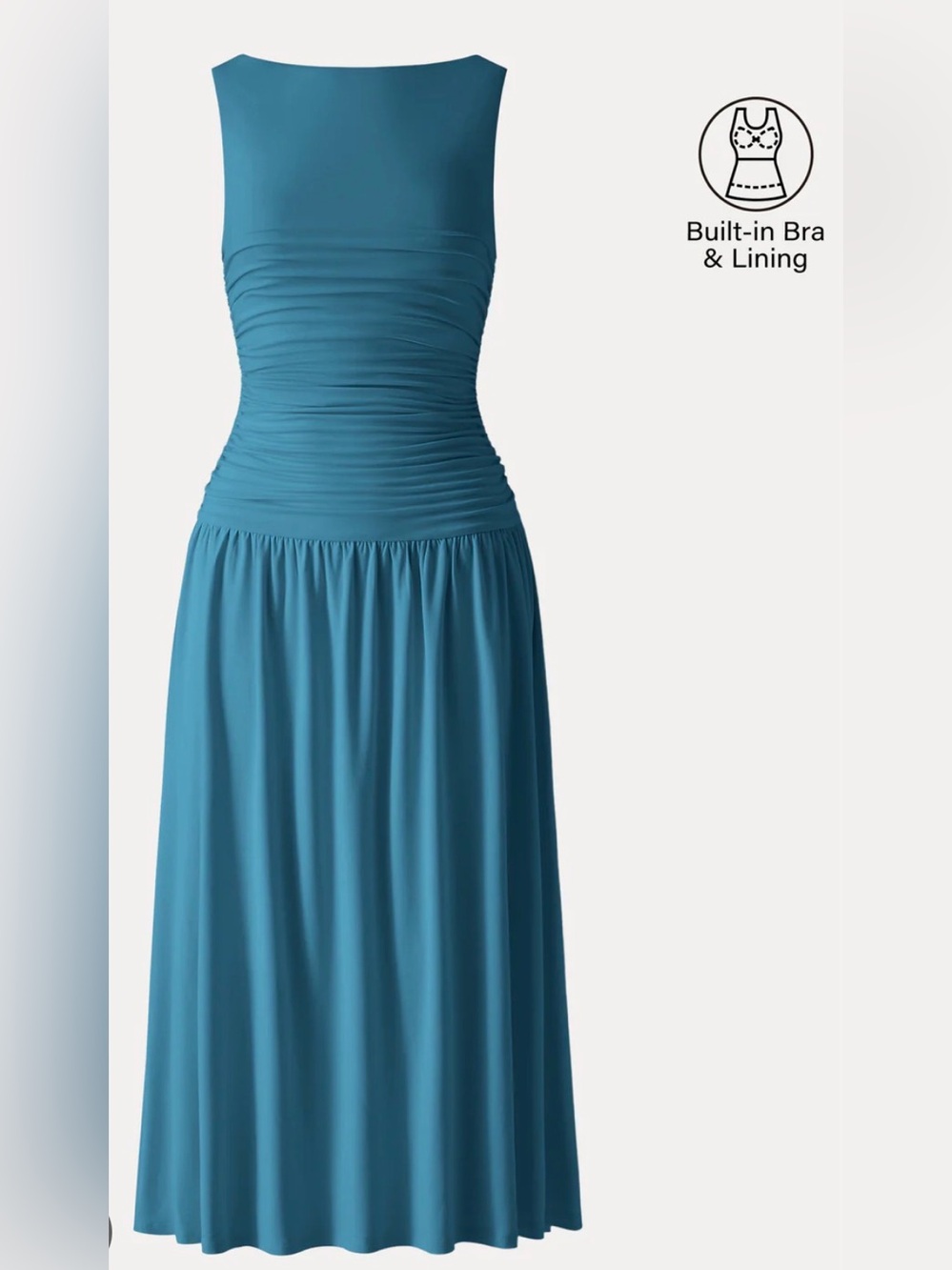 OGL DressEco-SkinKiss® SkinKiss Cooling Boatneck Ruched Midi Bra Dress- Size Med